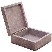 Moterims stačiakampė marmurinė 10,16 cm muilo akmens papuošalų dėžutė gray