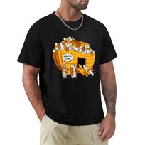 Cartoon Noahs Ark Cat Street T Shirt Harajuku Short Sleeve T-shirt 100% Cotton Graphics Tshirt Tops S smėlis