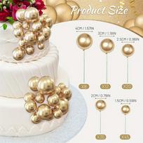 120pcs Ball Cake Toppers, Golden & Black Mini Balloon Cake Topper, DIY Cake Insert Toppers, Cake Decoration For Birthday, Party, Wedding, Anniversary Golden beige