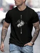 Kompasas Kalnas Vyriški Medvilniniai Marškinėliai Prabangus Prekės ženklas Mada Didelio Dydžio Viršus Laisvalaikio Trumpomis Rankovėmis Streetwear Klasikiniai Naujas Atvykimas T-shirt S