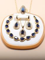 African Nigeria  Gold Plated Luxury Jewelry Sets Italian Wedding Dress Cz Accessories 13-Colors 5-Piece Sets For Women  Gift resizable