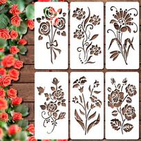 Children's Floral Hollow Painting Template for DIY Spray Art black