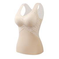 Women's Seamless Lace Thermal Camisole with Built-in Pads