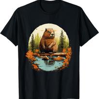 Beaver Wildlife Nature Animal Lover Artwork Forest Motif T-Shirt S juoda