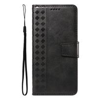 Odinė piniginė su atverčiamu dangteliu, skirta Motorola Moto G67 G77 G57 Power G06 G56 G86 G15 G05 G75 G35 G55 G85 5G, su kortelių laikikliu, deimantų raižymo dangtelis Motorola Moto G55 juoda