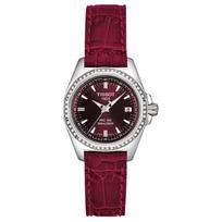 TISSOT quartz movement 100 meters waterproof women's watch Swiss watch 28mm red dial stainless steel case leather strap T22.1.161.81 kvarcas