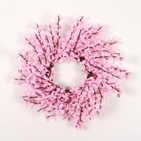 Pink Winter Jasmine Artificial Flower Wreath for Home Decoration - Wall Hanging & Spring Door Ornament