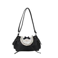 Korean Style Lace Bow Crossbody Bag Canvas Messenger Bag Casual Retro Underarm Bag  Daily juoda