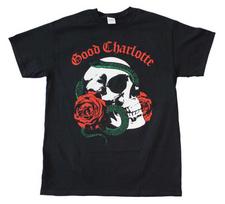 IŠPARDAVIMAS Good Charlotte Rožės Kaukolės Marškinėliai, Juodi Marškinėliai, Unisex Marškinėliai Unisex Marškinėliai S įvairiaspalvis