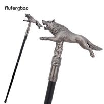 Sidabro Vilkas Bėgantis vaikščiojimo lazdelė Madinga dekoratyvinė vaikščiojimo lazda Elegantiškas ponui Cosplay lazdelės rankena Kryžiuočio lazda 91cm gray