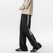 American Three-bar Sweatpants Men's Spring and Summer High Street Versatile Wide-leg Casual Sweatpants Trendy Brand Large Size Straight Long Pants M juoda