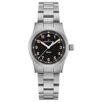 HAMILTON Khaki Field Quartz Movement 50 Meters Waterproof Fashion Style Unisex Swiss Watch 33mm Black Dial Stainless Steel Strap H69301131