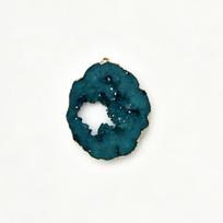 2Pcs, Natural Druzy Agate Geode Pendant 35-40mm Golden Wrapped Edge Raw Crystal Slice Charms for Handmade Necklace Accessories 2Pcs/35-40mm