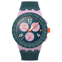 SWATCH Essentials serijos Kvarcinis mechanizmas Atsparus vandeniui iki 30 metrų Unisex Šveicariškas laikrodis 42mm Žalias ciferblatas Polimerinis korpusas Silikoninis dirželis SUSP400 žalia