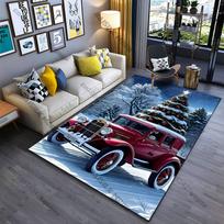Vintage car snowy Christmas scene carpet Yoga living room room decor children's crawling mat doormat area rug games mat 40x60cm