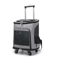 Large Foldable Breathable Cat Carrier Backpack Trolley 40x47x16 cm pilka