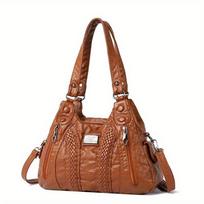 Women's Luxury PU Leather Handbag With Multiple Pockets, Designer Casual Shoulder Bag, Crossbody Style, Versatile For Daily Use geltona