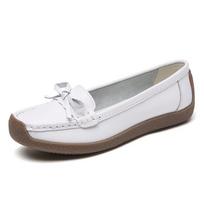 New Genuine Leather Export Handmade Bean Bean Snail Women's Shoes Non-slip Wear-resistant Flat Sole Comfortable Loafers Women 35