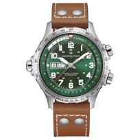 HAMILTON Khaki Aviation Series Automatic Mechanical Movement 100 Meters Waterproof Watch 45mm Green Dial Stainless Steel Case Cowhide Strap H77735560
