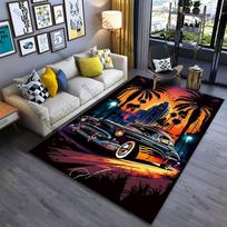 Vintage car sunset scenery carpet Yoga living room room decor children's crawling mat doormat area rug games mat 40x60cm