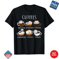 Cats & Coffee Lover Funny Caffeine Quote Cattfees Cute Cat T-Shirt Inspired Unisex T-Shirt S įvairiaspalvis