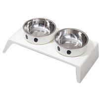 M-Modern-Elevated Pet Dog Feeder Bowls Raised Stand Double Stainless Steel Food Water Bowls balta