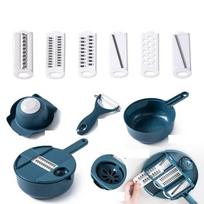 Multi-function Vegetable Chopper Grater Multifunction Veggie Cutter Food Slicer with Container for Kitchen mėlyna