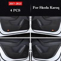 For Skoda Karoq 2017 - 2025 Car Door Anti-kick Pad Interior Glove Box Protection Sticker Decorative Stickers Auto Accessories