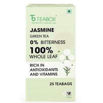 Teabox Jazminų žalioji arbata 25 arbatos pakeliai | Iš Madurajaus | Pagaminta su 100% viso lapo, natūraliais jazminų žiedais ir natūraliais aromatais