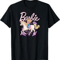 Barbie - Western Cowgirl Riding On Horse T-Shirt S juoda
