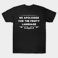 Men Black Print T-shirt Sorry For The Fruity Language No-Cut Transfer Paper Print Cotton Tshirt S juoda
