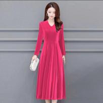 Aksominė Vintažinė Moteriška Maxi Suknelė OL Stiliaus Oversize Apvali Kaklo Iškirptė Ilgomis Rankovėmis Vakarinė Suknelė Slim Fit Klostuota Bodycon Prom Suknelė XS rožinė raudona spalva