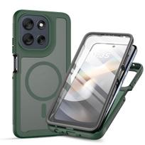 Armor 3IN1 Full-body PC+TPU Case for Motorola Moto G77 G67 G17 G86 G56 G06 G55/35/15/05 Magnetic Shockproof Screen Protect Cover Motorola Moto G86 žalia
