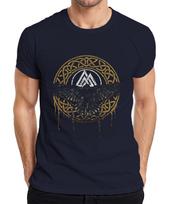 Vikingų Varnos Valknut Simbolis Norvegų Mitologija Rūnos Apskritimas Vyriški Marškinėliai- S įvairiaspalvis
