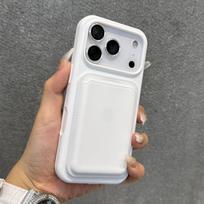 Liquid Silicone Magnetic for Magsafe Wallet Slot Crad Holder Case for IPhone 17 Air 16 15 14 13 12 11 Pro Max Soft Bumper Cover iPhone17 balta