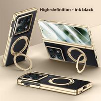 Skirta Motorola Razr Fold dėklas Prabangus PU odos žiedas stovas Magnetinis belaidis įkrovimas Apsauginis galinis dangtelis Moto Razr Fold korpusui Motorola Razr Fold juoda