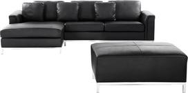 Kampinė sofa, su pufu Beliani Oslo, juoda sp., kairinė, 270 x 151 cm x 64 cm