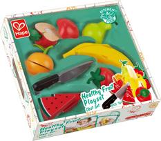 Žaisliniai virtuvės reikmenys, vaisių pjaustymo rinkinys Hape Healthy Fruit E3171, įvairių spalvų