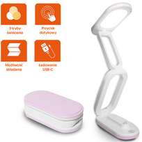 Lamex Collapsable LED desk Lamp 10W, 3000/4500/6000K, 1200mAh, pink, LTC
