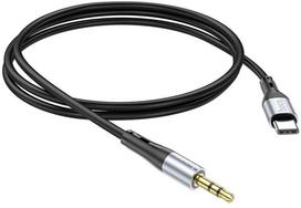 Kabelis AUX Jack 3,5 mm - USB C Hoco 1 m UPA22 juodas