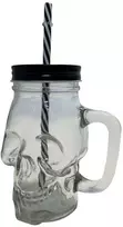 Stiklinė - kaukuolė su šiaudeliu 500 ml