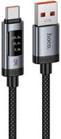 Duomenų kabelis su skaitmeniniu ekranu USB C į USB C Hoco PD 6A 240W 1,2 m U148 juodas