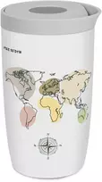 Coffee Format Baltas termo puodelis su pasaulio žemėlapio motyvu, 350 ml