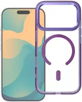 OEM dėklas, skirtas iPhone 17 Frame Clear Hybrid Mag Cover, suderinamas su MagSafe violetine