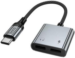 Adapteris AUX USB C to 2x USB C max 10W Hoco UPA34A UPA34A pilka