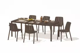 Lauko baldų komplektas TIBERINA BISTROT/TEVERE 6+1, stalas 147-211 cm, Terra