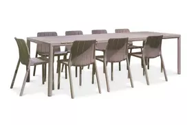 Lauko baldų komplektas TIBERINA BISTROT/TEVERE 8+1, stalas 211-275 cm, Tortora