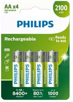 PHILIPS įkraunamų AA NiMH baterijų 2100mAh rinkinys, 4 vnt.