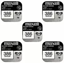 Maxell sidabro oksido baterijos 386 SR43W 1.55V, 5vnt.