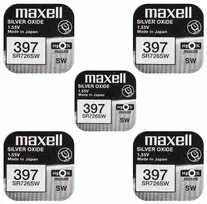 Maxell sidabro oksido baterijos 397 SR726SW 1.55V, 5vnt.